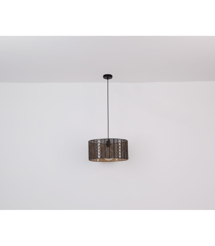 Abini 42cm Cylindrical Pendant Ceiling Light Matt Black 1x E27-7