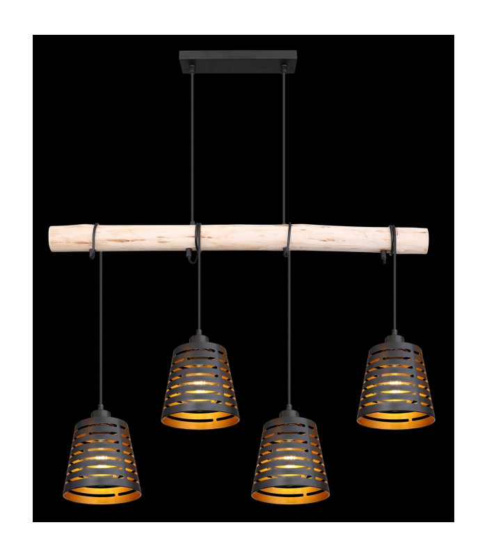 Ablona Bar Pendant Ceiling Light Matt Black 4x E27-6