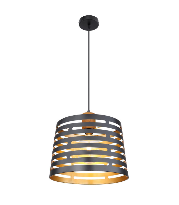 Ablona 35cm Cylindrical Pendant Ceiling Light Matt Black 1x E27-1