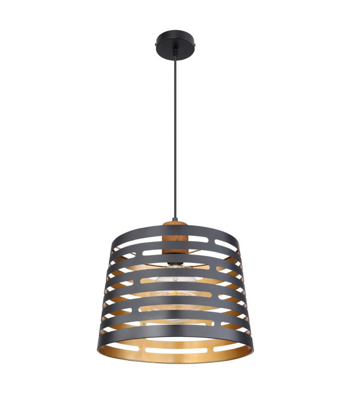 Ablona 35cm Cylindrical Pendant Ceiling Light Matt Black 1x E27-2