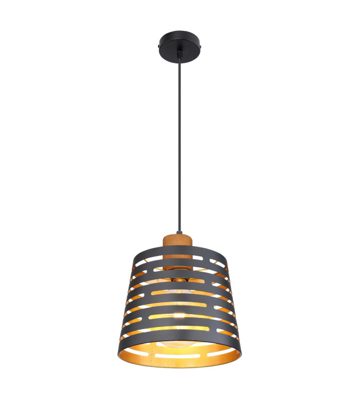 Ablona 25cm Cylindrical Pendant Ceiling Light Matt Black 1x E27-1