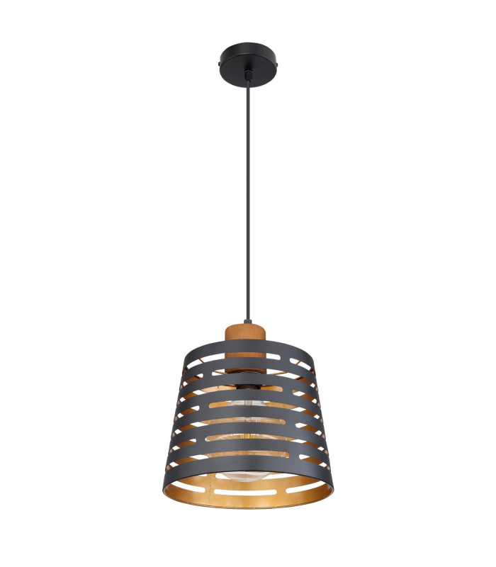 Ablona 25cm Cylindrical Pendant Ceiling Light Matt Black 1x E27-2