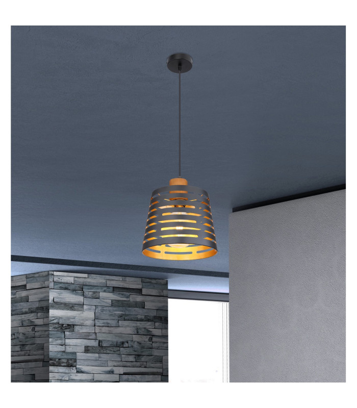 Ablona 25cm Cylindrical Pendant Ceiling Light Matt Black 1x E27-5