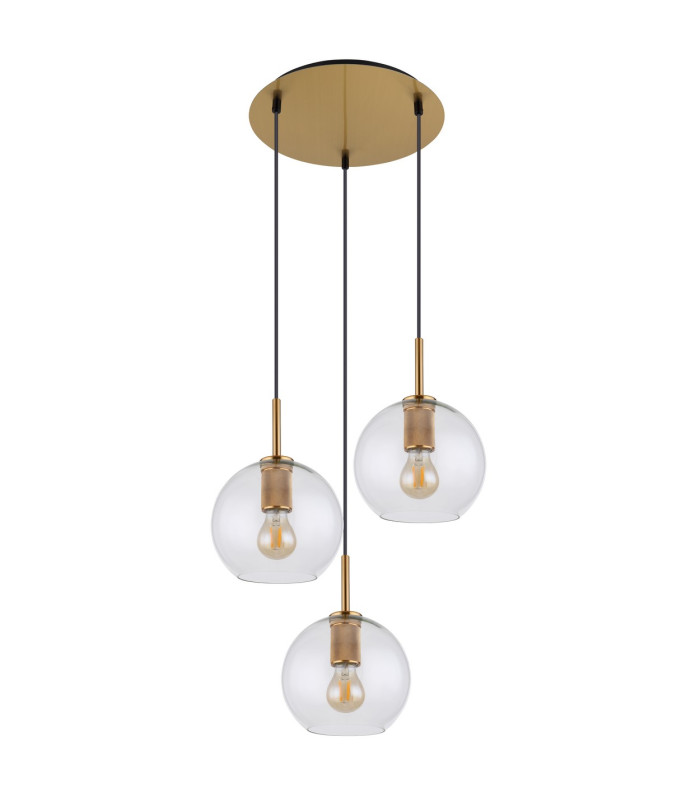 Adara Cluster Pendant Ceiling Light Brass-Coloured Clear Glass Shade 3x E27-2