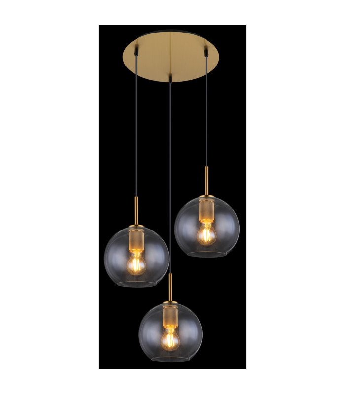 Adara Cluster Pendant Ceiling Light Brass-Coloured Clear Glass Shade 3x E27-4