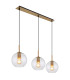 Adara Bar Pendant Ceiling Light Brass-Coloured Clear Glass Shade 3x E27-1