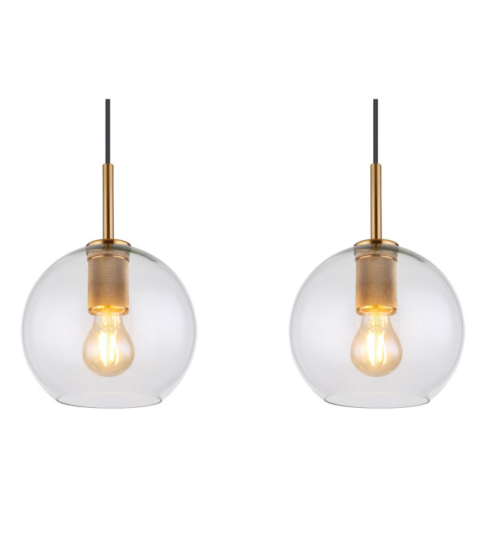Adara Bar Pendant Ceiling Light Brass-Coloured Clear Glass Shade 3x E27-4