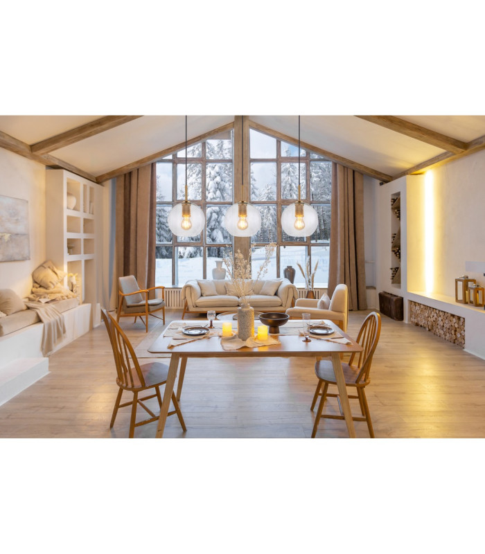 Adara Bar Pendant Ceiling Light Brass-Coloured Clear Glass Shade 3x E27-7