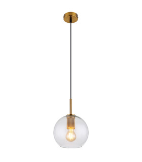 Adara Globe Pendant Ceiling Light Brass-Coloured Clear Glass Shade 1x E27-1