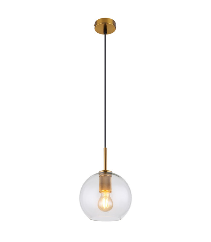 Adara Globe Pendant Ceiling Light Brass-Coloured Clear Glass Shade 1x E27-1