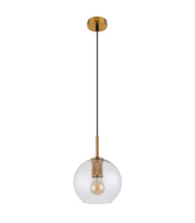 Adara Globe Pendant Ceiling Light Brass-Coloured Clear Glass Shade 1x E27-2