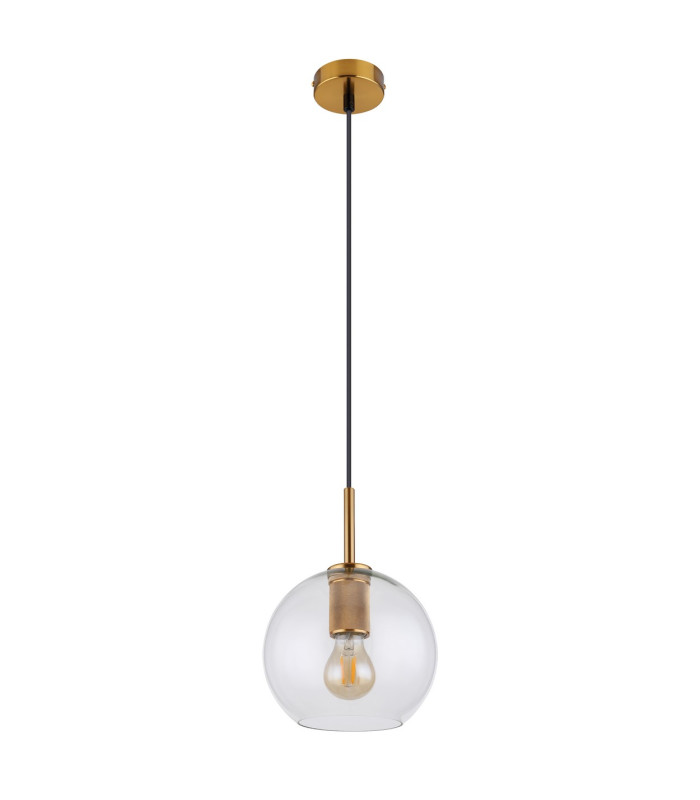 Adara Globe Pendant Ceiling Light Brass-Coloured Clear Glass Shade 1x E27-2