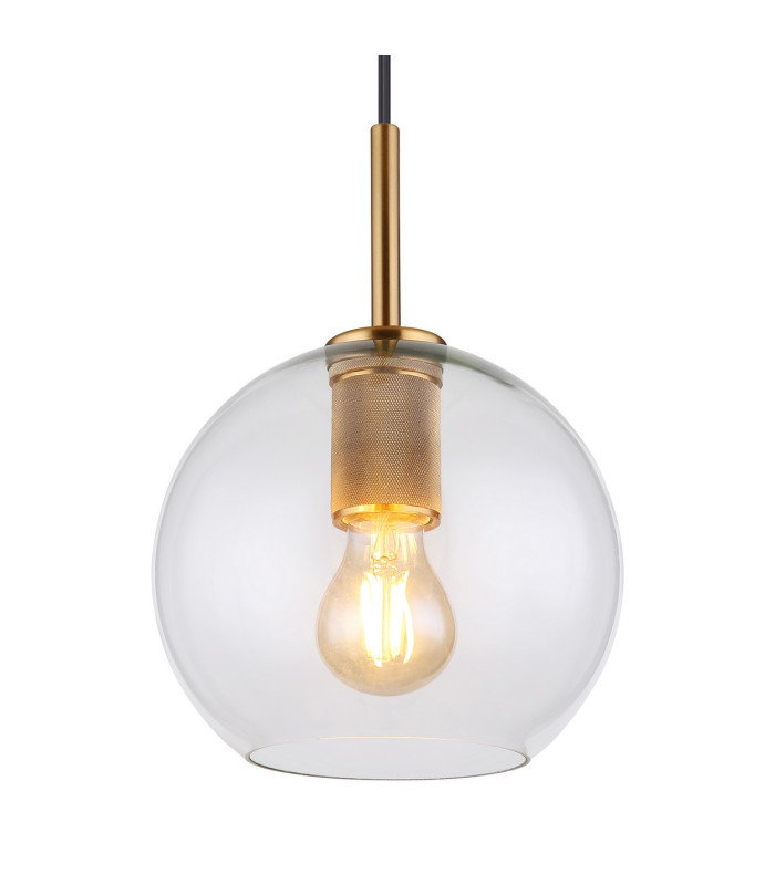 Adara Globe Pendant Ceiling Light Brass-Coloured Clear Glass Shade 1x E27-3