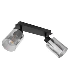 Hadera Twin Ceiling Spotlight Matt Black Smoke Glass Shade 2x E27-2