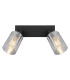 Hadera Twin Ceiling Spotlight Matt Black Smoke Glass Shade 2x E27-4