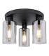 Hadera Shade Cluster Ceiling Light Matt Black Smoke Glass Shade 3x E27-1