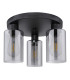 Hadera Shade Cluster Ceiling Light Matt Black Smoke Glass Shade 3x E27-2