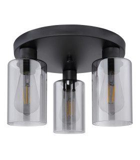 Hadera Shade Cluster Ceiling Light Matt Black Smoke Glass Shade 3x E27-2