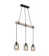 Hadera Bar Pendant Ceiling Light Matt Black Smoke Glass Shade 3x E27-1