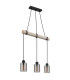 Hadera Bar Pendant Ceiling Light Matt Black Smoke Glass Shade 3x E27-2