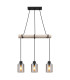 Hadera Bar Pendant Ceiling Light Matt Black Smoke Glass Shade 3x E27-3