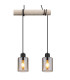 Hadera Bar Pendant Ceiling Light Matt Black Smoke Glass Shade 3x E27-4