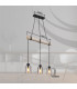 Hadera Bar Pendant Ceiling Light Matt Black Smoke Glass Shade 3x E27-8