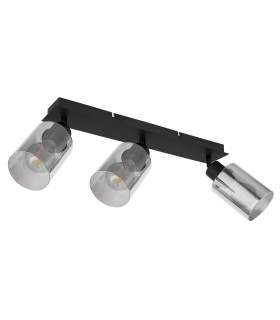 Hadera Ceiling Spotlight Bar Matt Black Smoke Glass Shade 3x E27-2