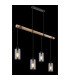 Hadera Wood Bar Pendant Ceiling Light Matt Black Smoke Glass Shade 4x E27-5