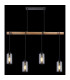 Hadera Wood Bar Pendant Ceiling Light Matt Black Smoke Glass Shade 4x E27-6