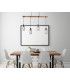 Hadera Wood Bar Pendant Ceiling Light Matt Black Smoke Glass Shade 4x E27-7