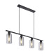 Hadera Bar Pendant Ceiling Light Matt Black Smoke Glass Shade 4x E27-1