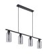 Hadera Bar Pendant Ceiling Light Matt Black Smoke Glass Shade 4x E27-2