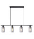 Hadera Bar Pendant Ceiling Light Matt Black Smoke Glass Shade 4x E27-3