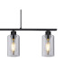 Hadera Bar Pendant Ceiling Light Matt Black Smoke Glass Shade 4x E27-4