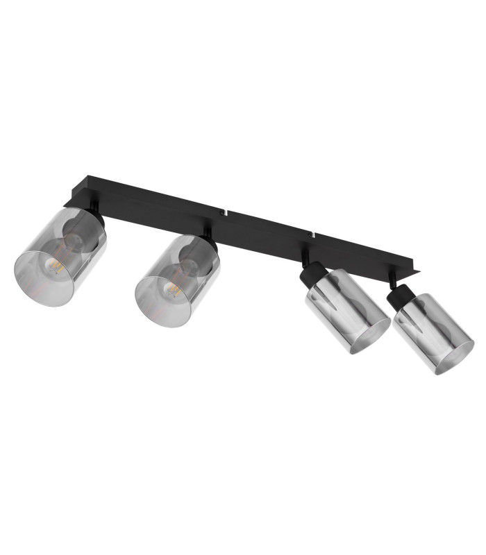 Hadera Ceiling Spotlight Bar Matt Black Smoke Glass Shade 4x E27-2