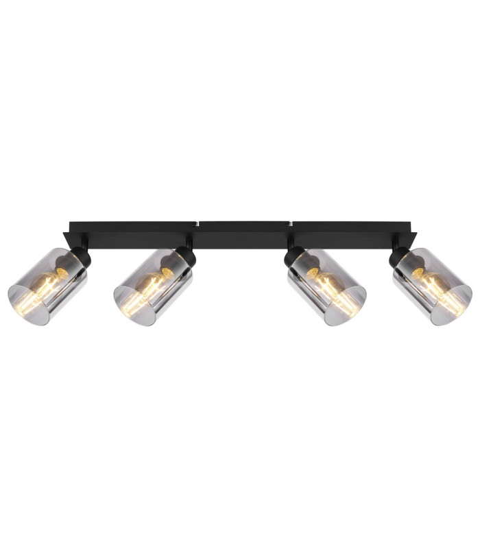 Hadera Ceiling Spotlight Bar Matt Black Smoke Glass Shade 4x E27-3