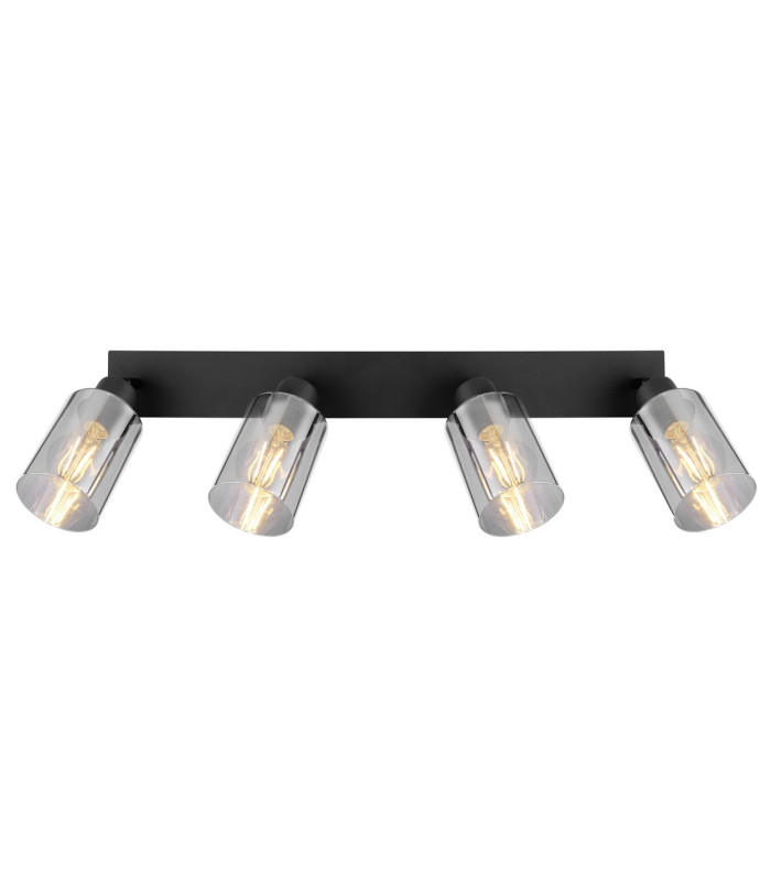 Hadera Ceiling Spotlight Bar Matt Black Smoke Glass Shade 4x E27-4