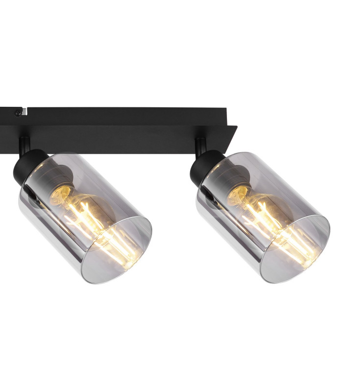 Hadera Ceiling Spotlight Bar Matt Black Smoke Glass Shade 4x E27-5