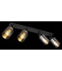 Hadera Ceiling Spotlight Bar Matt Black Smoke Glass Shade 4x E27-6
