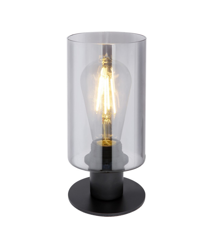 Hadera Cylindrical Table Lamp Matt Black Glass Shade 1x E27-1