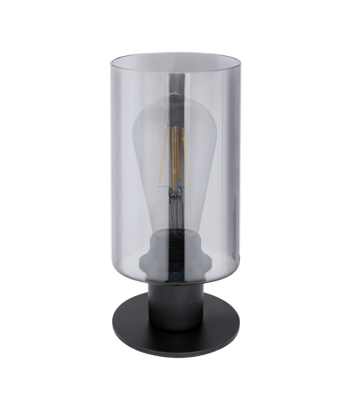 Hadera Cylindrical Table Lamp Matt Black Glass Shade 1x E27-2