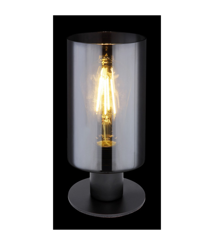 Hadera Cylindrical Table Lamp Matt Black Glass Shade 1x E27-4