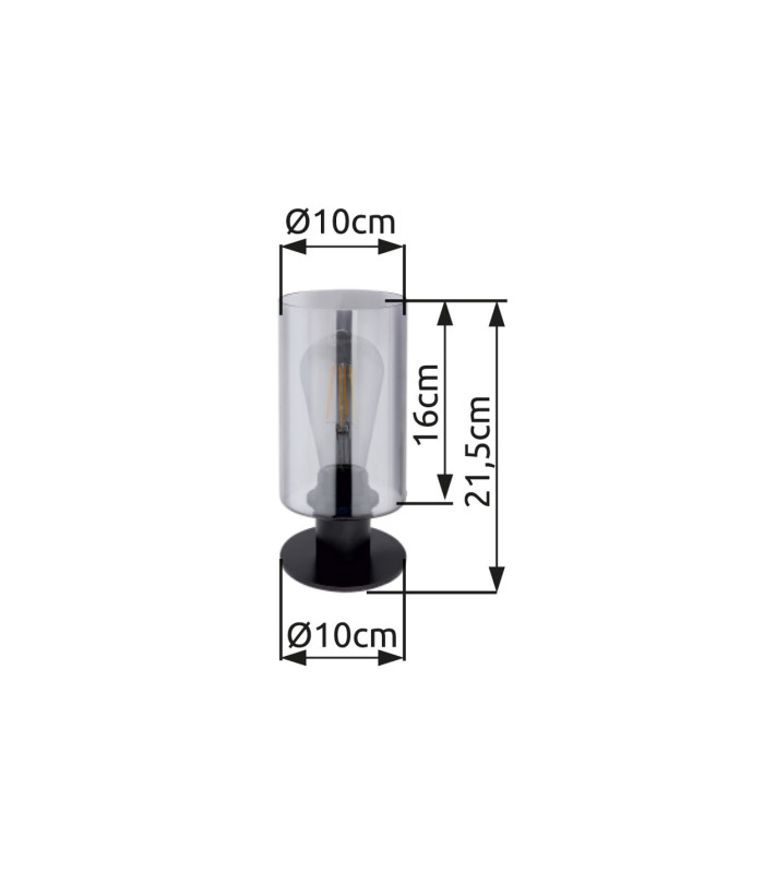 Hadera Cylindrical Table Lamp Matt Black Glass Shade 1x E27-7