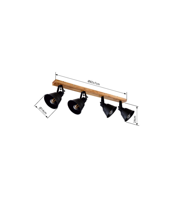 Günther Ceiling Spotlight Bar Brown 4x E27-6