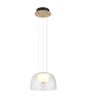 Jocky Dome Pendant Ceiling Light Brass-Coloured Clear Glass Shade LED 3000K-1