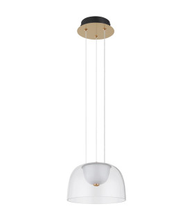 Jocky Dome Pendant Ceiling Light Brass-Coloured Clear Glass Shade LED 3000K-2