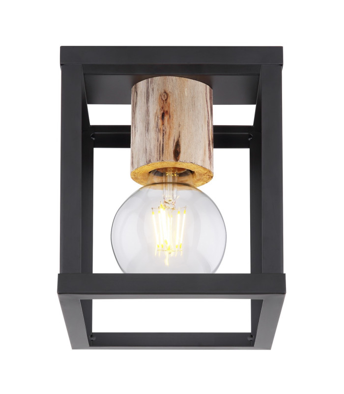 Hagar Semi Flush Ceiling Light Matt Black 1x E27-3