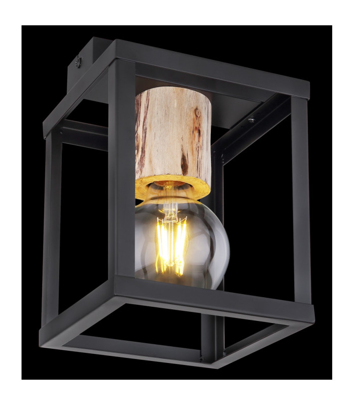 Hagar Semi Flush Ceiling Light Matt Black 1x E27-5