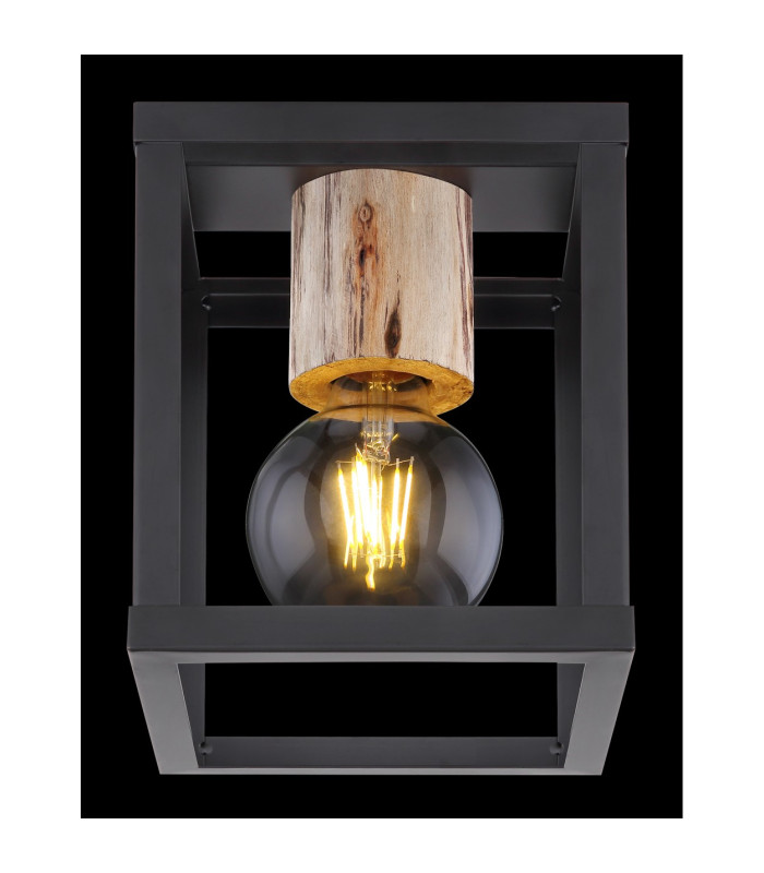 Hagar Semi Flush Ceiling Light Matt Black 1x E27-6